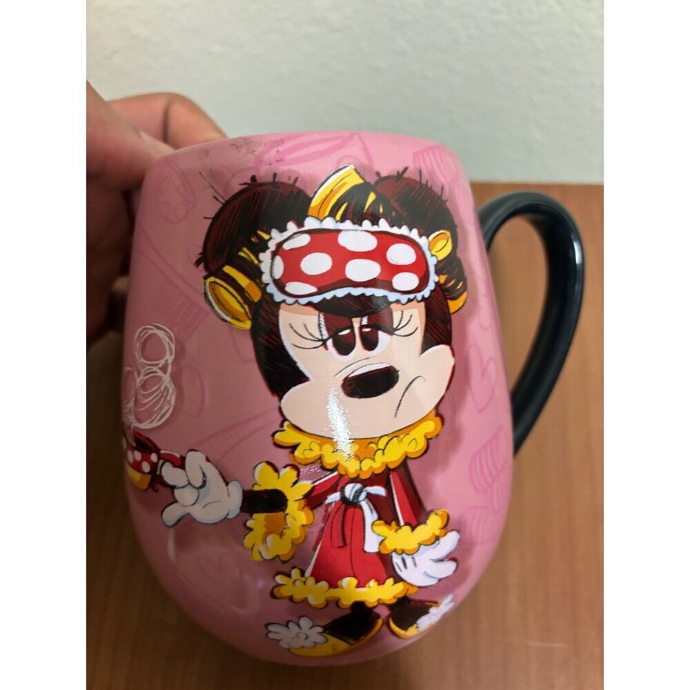 Disney Minnie Mouse Grumpy Morning Only Awake For Coffee Mug Pink